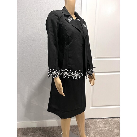 Anthony Richards Women 2-Piece Set Suit Embroidered Blazer & Dress Black Sz 10P - Picture 6 of 16